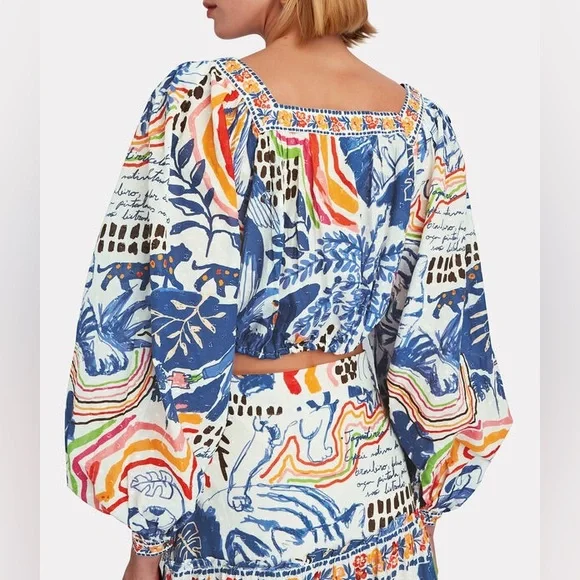 FARM RIO Top Wild Brazil Cotton Crop Top XS Multicolor